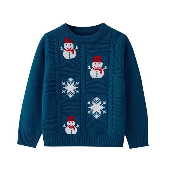 Actgleam Girls Christmas Sweaters Kids Winter Pullover Long Sleeve Knit Sweater Jumper Tops,Blue,9-10Years