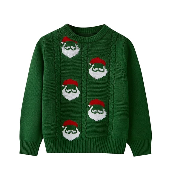 Actgleam Girls Christmas Sweaters Kids Winter Pullover Long Sleeve Knit Sweater Jumper Tops,Green,8-9Years