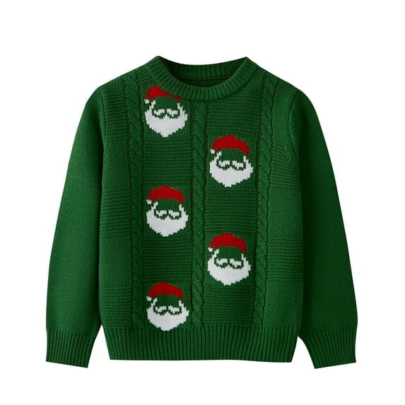 Actgleam Girls Christmas Sweaters Kids Winter Pullover Long Sleeve Knit Sweater Jumper Tops,Green,9-10Years