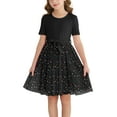 thumbnail image 1 of Actgleam Girls Tutu Dress Short Sleeve Tulle Girl Dresses,Black,9-10Y, 1 of 11