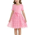 thumbnail image 1 of Actgleam Girls Tutu Dress Short Sleeve Tulle Girl Dresses,Pink,7-8Y, 1 of 11