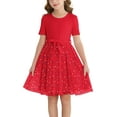 thumbnail image 1 of Actgleam Girls Tutu Dress Short Sleeve Tulle Girl Dresses,Red,6-7Y, 1 of 11