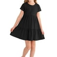 thumbnail image 1 of Actgleam Girls Waffle Short Sleeve Dresses Summer Casual Skater Swing Twirly Sundress For Girl,Black,9-10Years, 1 of 13