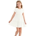 thumbnail image 1 of Actgleam Girls Waffle Short Sleeve Dresses Summer Casual Skater Swing Twirly Sundress For Girl,White,6-7Years, 1 of 13