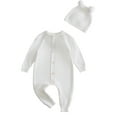 thumbnail image 1 of Actgleam Infant Baby Boys Girls Romper Winter Knitted Pajamas with Hat,White,18-24Months, 1 of 11