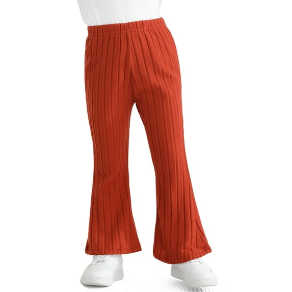 Actgleam Infant Baby Girls Flare Pants Ribbed Ruffle Bell Bottom Pants for Girl Trousers,Red,1-2Years