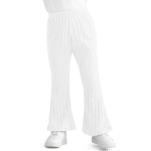 Actgleam Infant Baby Girls Flare Pants Ribbed Ruffle Bell Bottom Pants for Girl Trousers,White,1-2Years