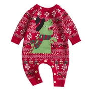 ACTGLEAM Infant Babys Boys Girls Romper Winter Knitted Christmas Pajamas,12-18Months