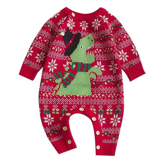 Actgleam Infant Babys Boys Girls Romper Winter Knitted Christmas Pajamas,12-18Months