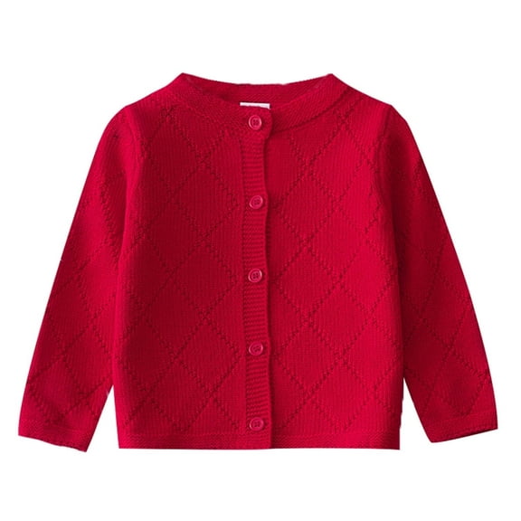 Actgleam Infant Girls Cardigan Sweater Long Sleeve Button up Knit Tops,Red,18-24Months