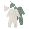thumbnail image 1 of Actgleam Newborn Baby Boys Girls Pajamas with Hat Long Sleeve Button Solid Bodysuit Romper 2-Pack,3-6 Months, 1 of 8