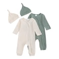 thumbnail image 1 of Actgleam Newborn Baby Boys Girls Pajamas with Hat Long Sleeve Button Solid Bodysuit Romper 2-Pack,6-9 Months, 1 of 8