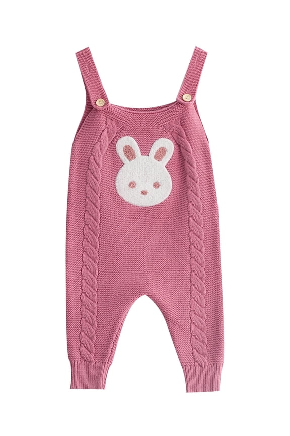 Newborn Baby Girl Boy Sweater Romper Knit Overalls Pants,Pink,9-12 Months