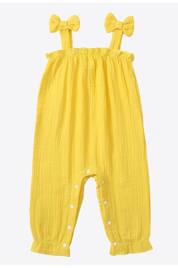 Newborn Baby Girl Romper Sleeveless Jumpsuit Ruffled Bodysuit for Baby Girl,Yellow,0-3Month