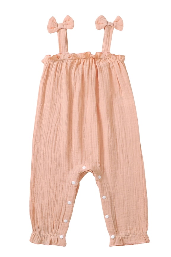 Newborn Baby Girl Romper Sleeveless Jumpsuit Ruffled Bodysuit for Baby Girls,Pink,3-6Month