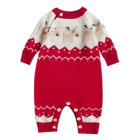 Actgleam Newborn Babys Boys Girls Romper Winter Knitted Christmas Pajamas,3-6Months
