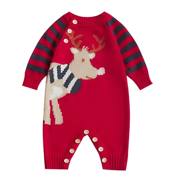 Actgleam Newborn Babys Boys Girls Romper Winter Knitted Christmas Pajamas,9-12Months