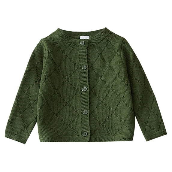 Actgleam Newborn Girls Cardigan Sweater Long Sleeve Button up Knit Tops,Army Green,9-12Months