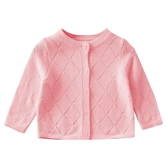 Actgleam Newborn Girls Cardigan Sweater Long Sleeve Button up Knit Tops,Light Red,9-12Months