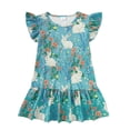 thumbnail image 1 of Actgleam Summer Toddler Girls Easter Dress Bunny Print Flutter Sleeve A-line Ruffle Sundress,Blue Bunny,3Y, 1 of 9