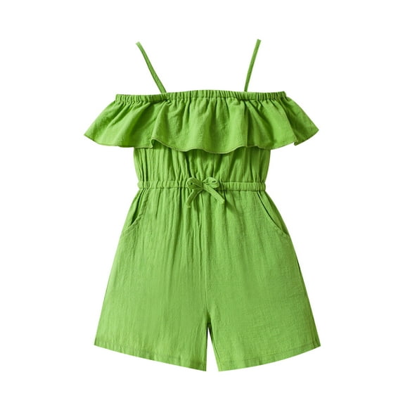 Actgleam Toddler Girl Jumpsuit Strap Sleeveless One-piece Summer Clothes 3-7T,Green