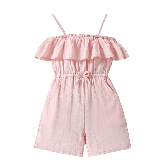 Actgleam Toddler Girl Jumpsuit Strap Sleeveless One-piece Summer Clothes 3-7T,Pink