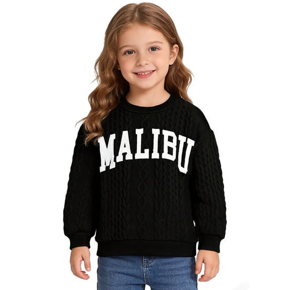 Actgleam Toddler Girls Boys Pullover Sweatshirt Winter Long Sleeve Sweatshirts Tops,Black,5Years