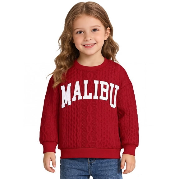Actgleam Toddler Girls Boys Sweatshirts Winter Long Sleeve Crewneck Pullover Tops,Red,3-7Years
