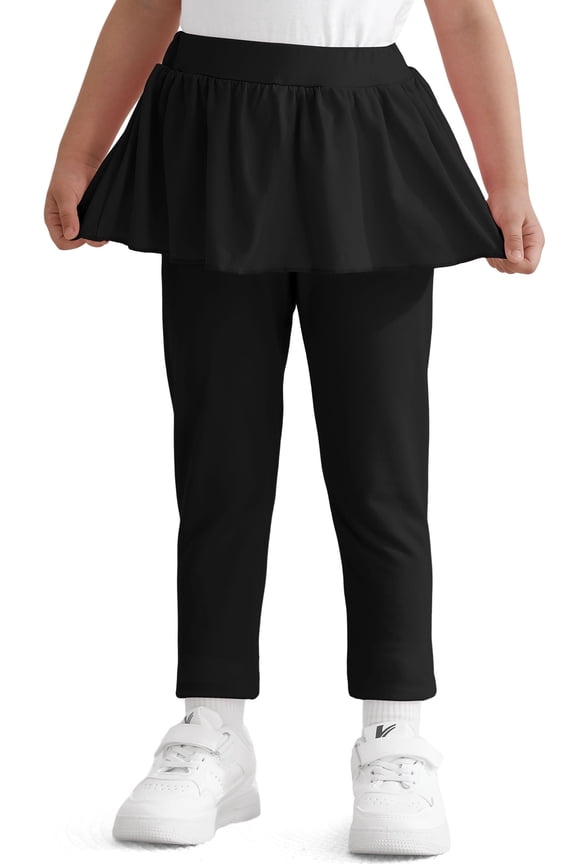 Toddler Girls Leggings with Footless Cotton Ruffle Casual Pants,Black,5-6Years