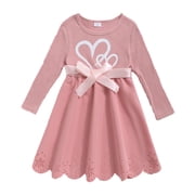 Actgleam Toddler Girls Long Sleeve Dress A-Line Formal Dresses for Girl,Pink,5Year