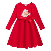 ACTGLEAM Toddler Girls Long Sleeve Dress A-Line Formal Dresses for Girl,Pink,5Year