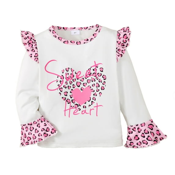 Actgleam Toddler Girls Tops Ruffle Long Sleeve Top Valentine's day T-Shirt for Girl