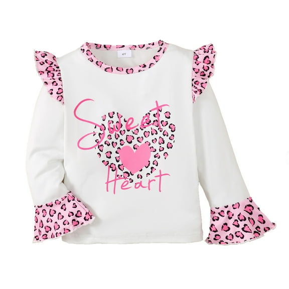 Actgleam Toddler Girls Tops Ruffle Long Sleeve Top Valentine's day T-Shirt for Girl