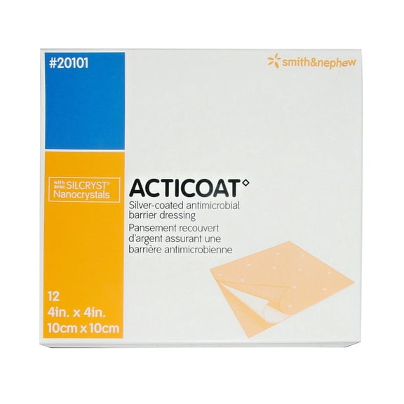 Smith & Nephew Acticoat Antimicrobial Barrier Burn Dressing, 4" x 4"