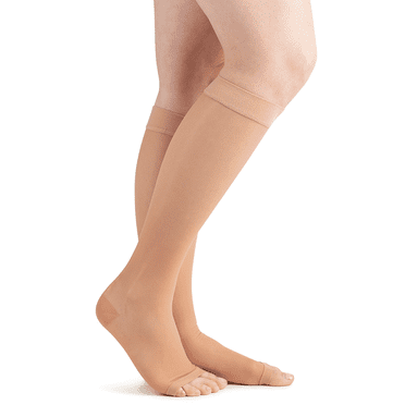 Actifi Women's Sheer Knee High 20-30 mmHg Compression Stockings, Open Toe