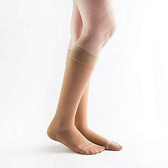 Actifi Women's Sheer Knee High 20-30 mmHg Graduated Compression Stockings | Lightweight hosiery offers roomy toe comfort, secure heel placement and a nonbinding band for office, travel, and daily wea