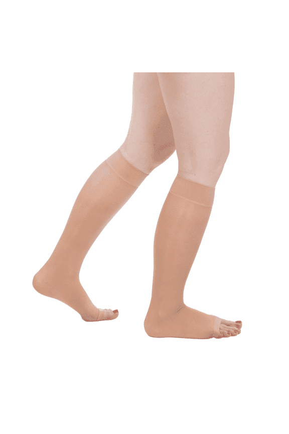 Women's Sheer Knee High 8-15 mmHg Compression Socks, Open Toe Stockings