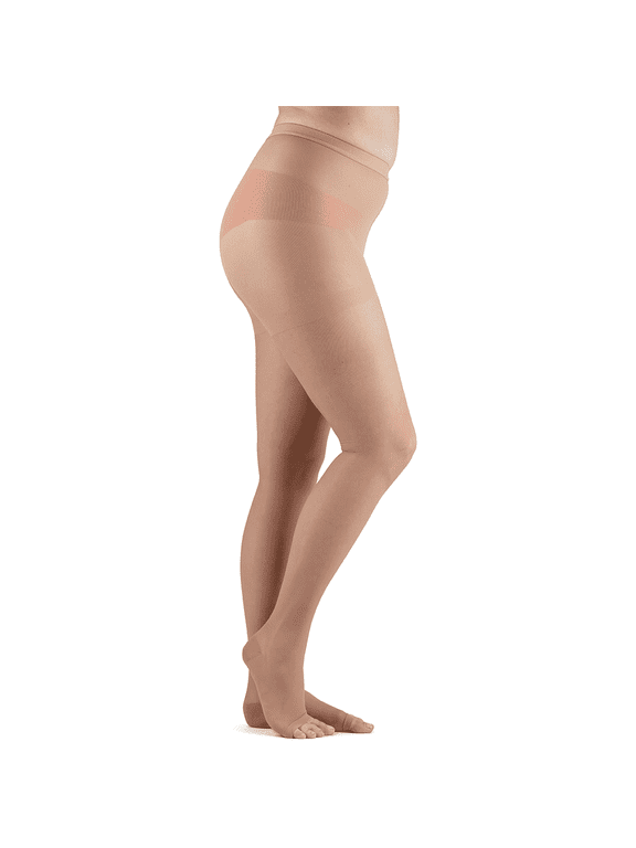 Women's Sheer 15-20 mmHg Compression Stockings, Pantyhose, Open Toe, Moderate Support