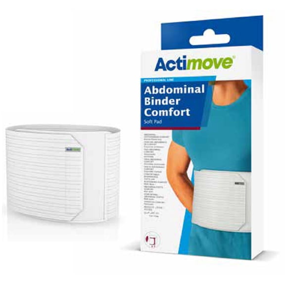 Actimove Abdominal Binder Comfort with Soft Pad 9in White Small (33-1/2in - 45-1/4in (85 - 115 cm))