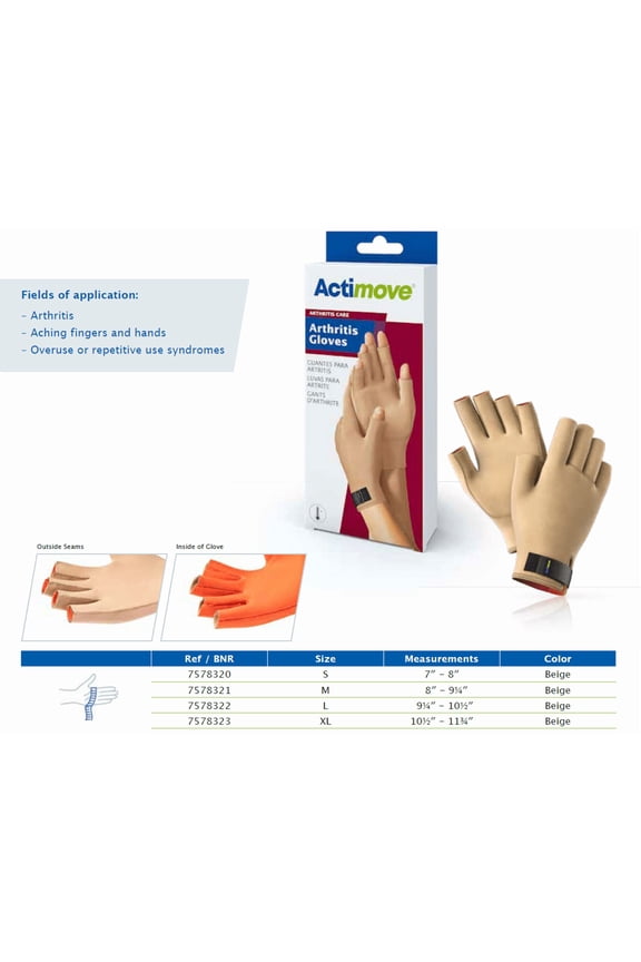 Arthritis Care Arthritis Gloves (Beige) Large warmth and medical compression for pain relief and healing