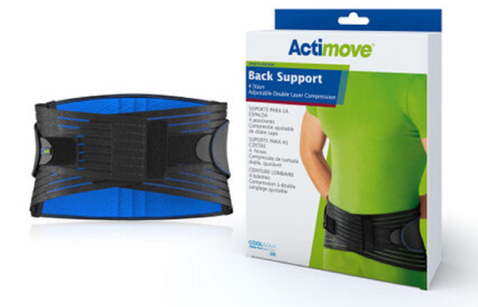 Actimove Back Support, 4 Stays - Adjustable Double Layer Compression