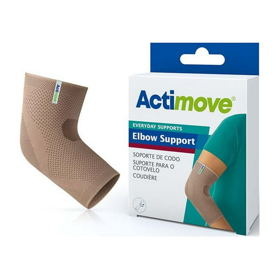 Actimove Everyday Supports Elbow Brace for Men/Women | Slip-On Elbow Support for Tendonitis, Tennis Elbow Brace, Golfers Elbow Treatment, Arthritis, Workouts, Overuse | Universal, Beige, Medium