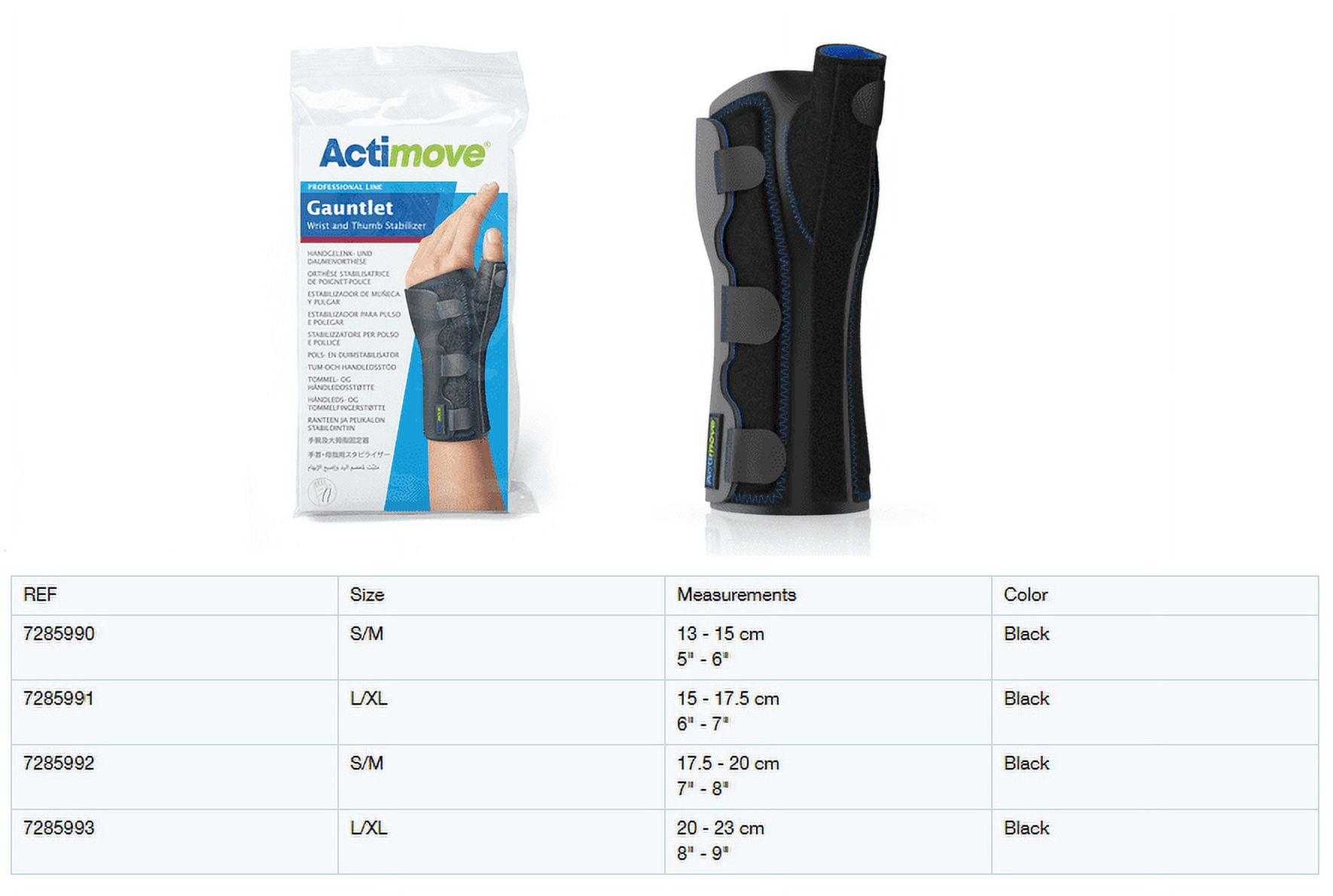 Actimove Gauntlet Wrist & Thumb Stabilizer Right/Left Large Black