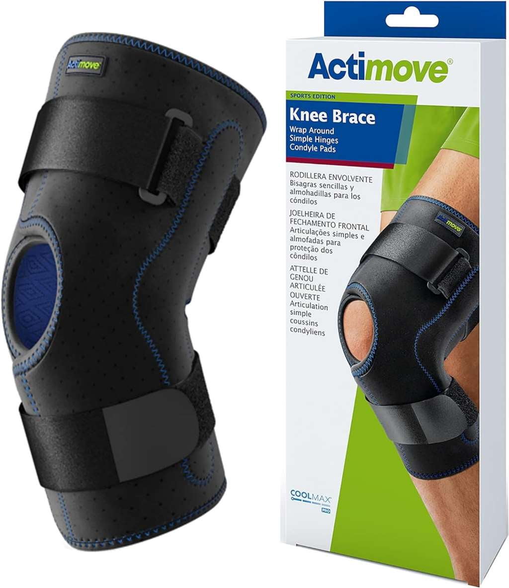 Actimove Knee Brace Wrap Around, Simple Hinges, Condyle Pads Medium (Black)