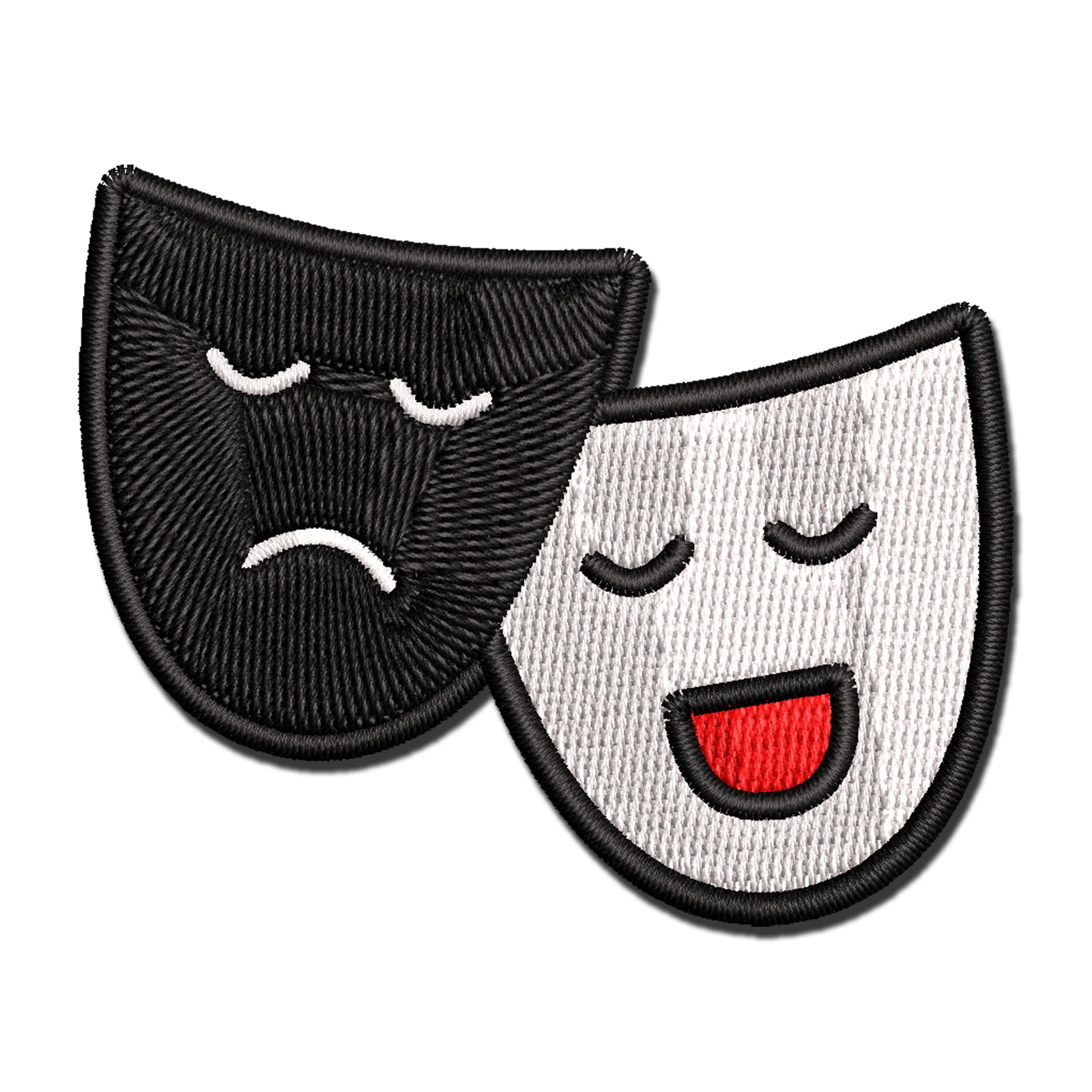 Acting Comedy Drama Masks Theater Carnival Applique Multi-Color Embroidered Iron-On Patch - 3.5 Inch Large