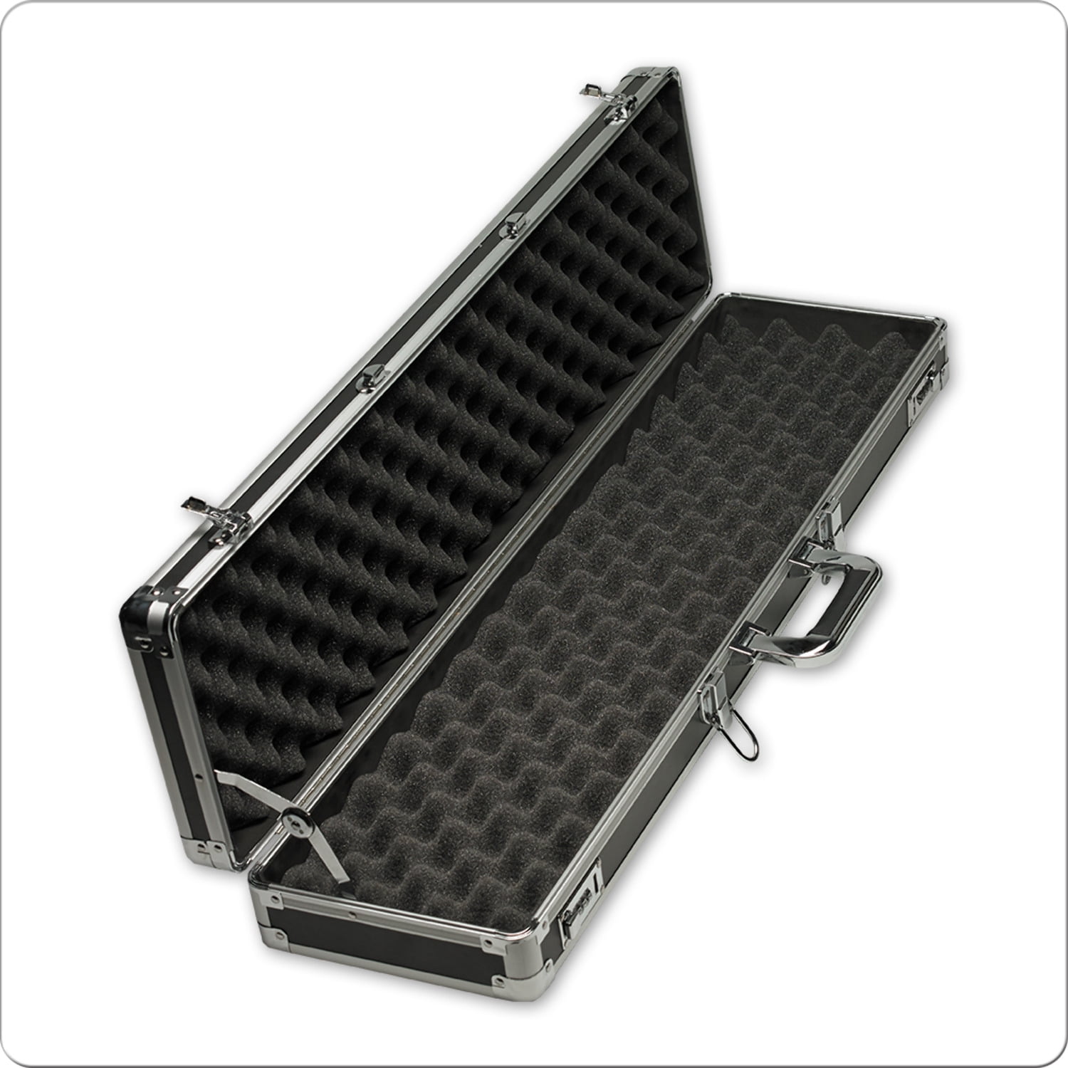 Black Polyurethane and Stainless Steel Hard Pool Cue Case