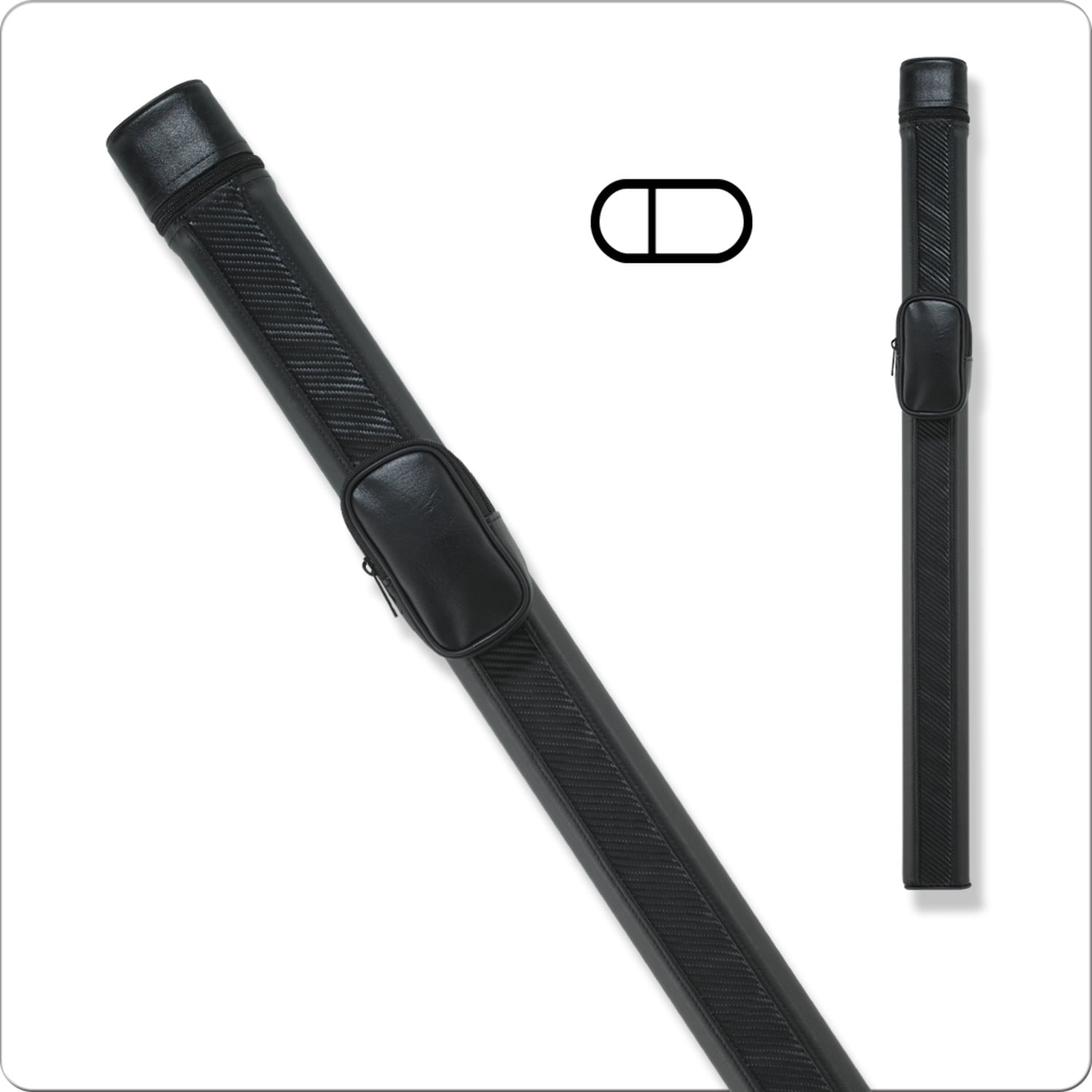Black Ballistic Vinyl Hard Pool Cue Case with Pocket