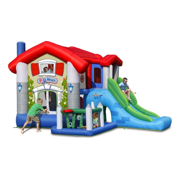 Action Air Bounce House, Inflatable Bouncer with 30 Pit Ball, Bouncy Castle with Blower for Kids 3-10 Years