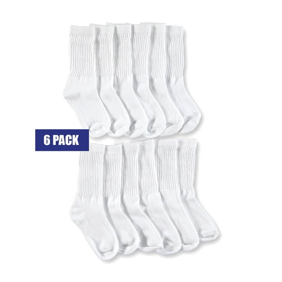 Action Authentics Boys 9-11 Crew Socks - 6 Pack White 9-11