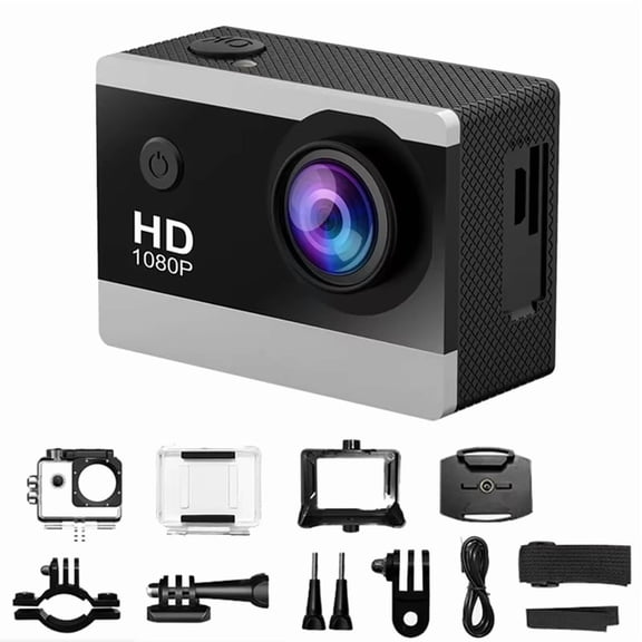 Action Camera 1080P Screen Action Camera Underwater Waterproof Camera Video Recording Cameras,1 * sports camera 1 * data cable 1 * waterproof housing 1 * English manual